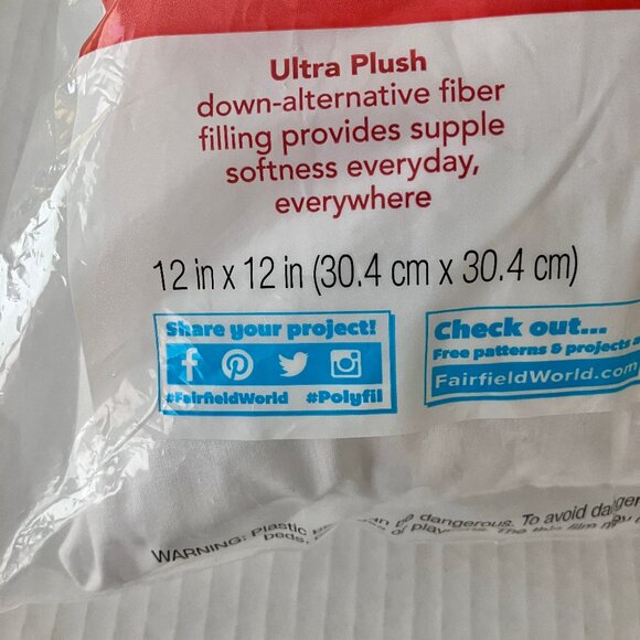 White 12" Zippered Poly Fill Premiere Pillow Insert NEW - Picture 2 of 6